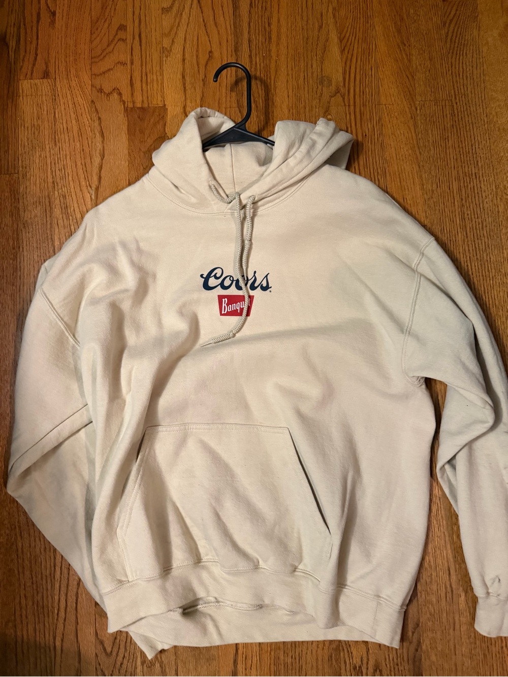 Coors Banquet Cream Pullover Hoodie - Men's Logo Sweatshirt